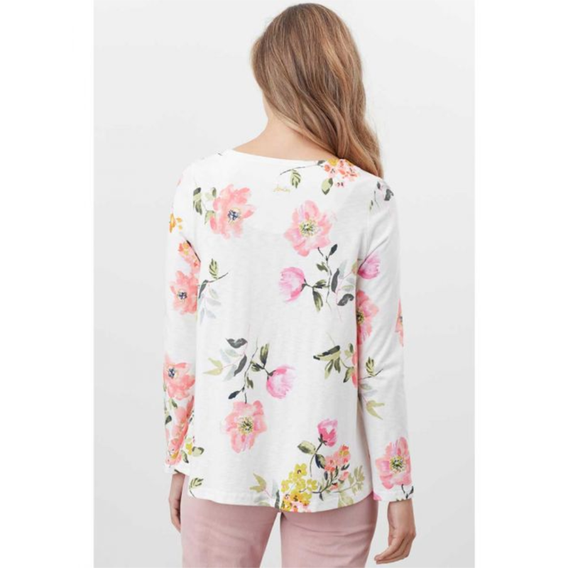 Joules Harbour Light Swing Long Sleeve Jersey Top - Cream Floral -2